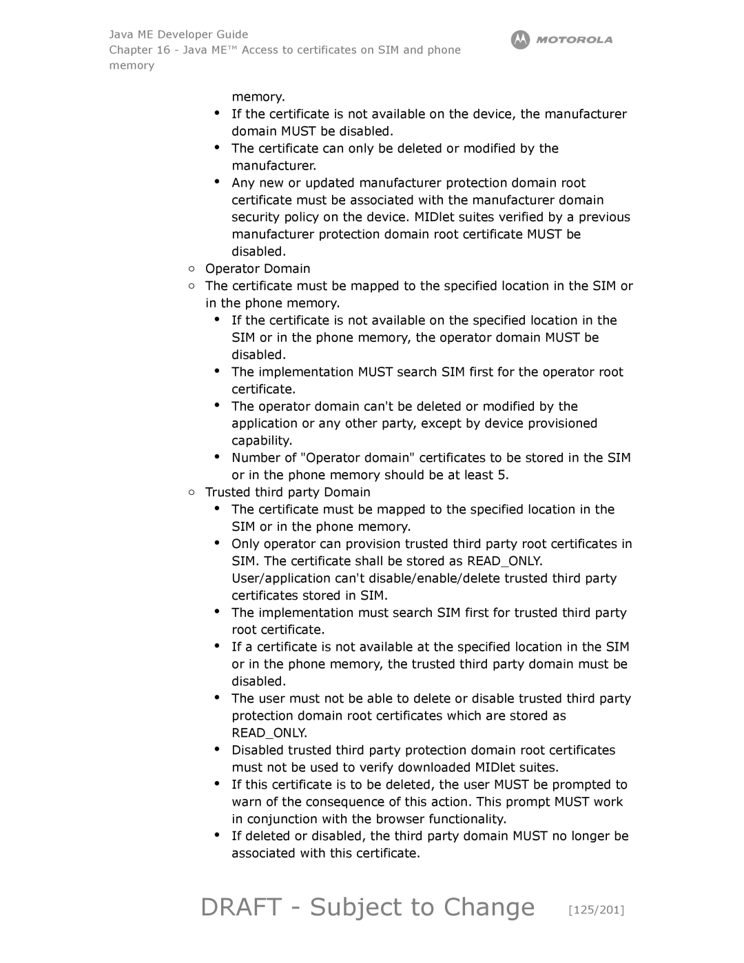 Motorola maxx V6 manual Draft Subject to Change 125/201 