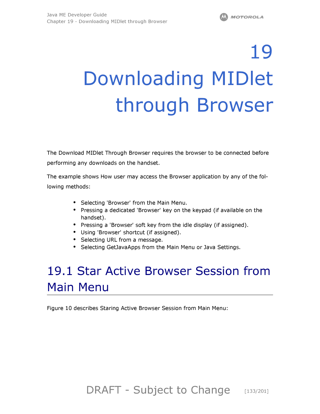 Motorola maxx V6 manual Downloading MIDlet through Browser, Star Active Browser Session from Main Menu 