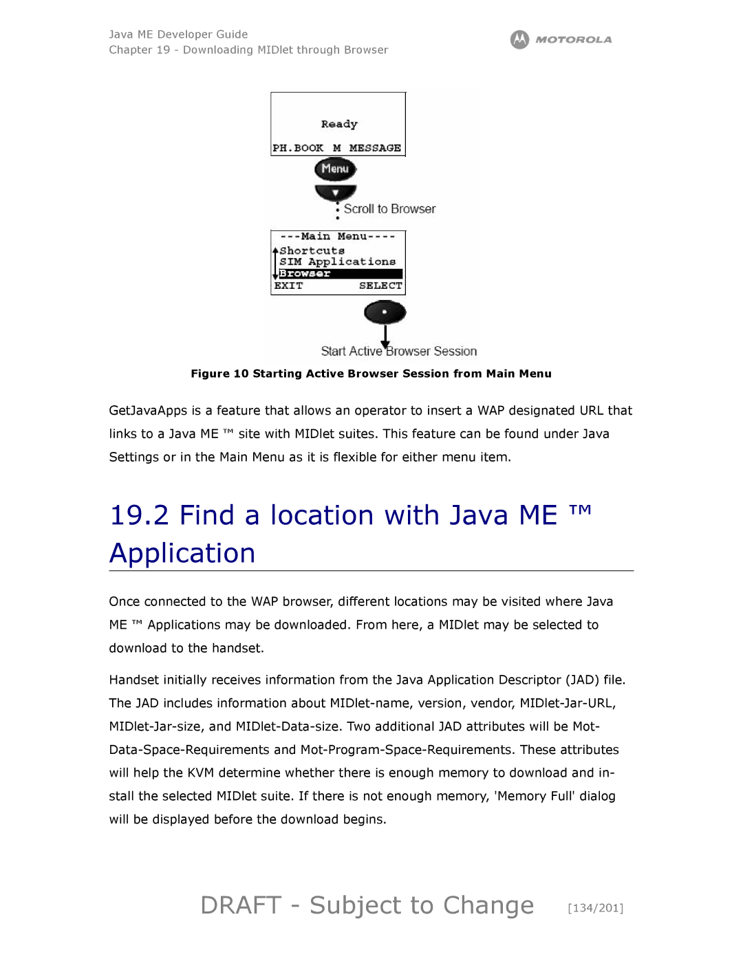 Motorola maxx V6 manual Find a location with Java ME Application, Draft Subject to Change 134/201 