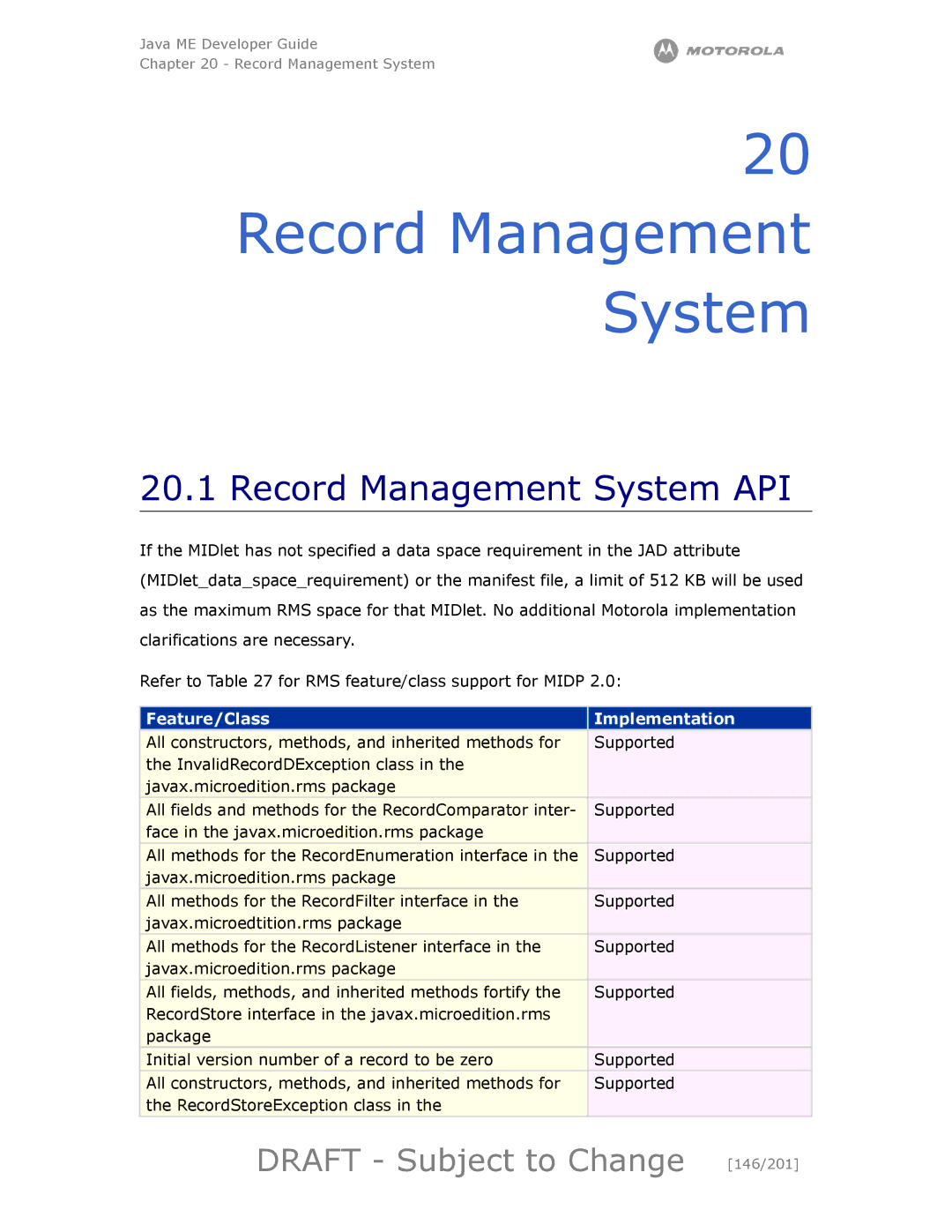 Motorola maxx V6 manual Record Management System API, Draft Subject to Change 146/201 