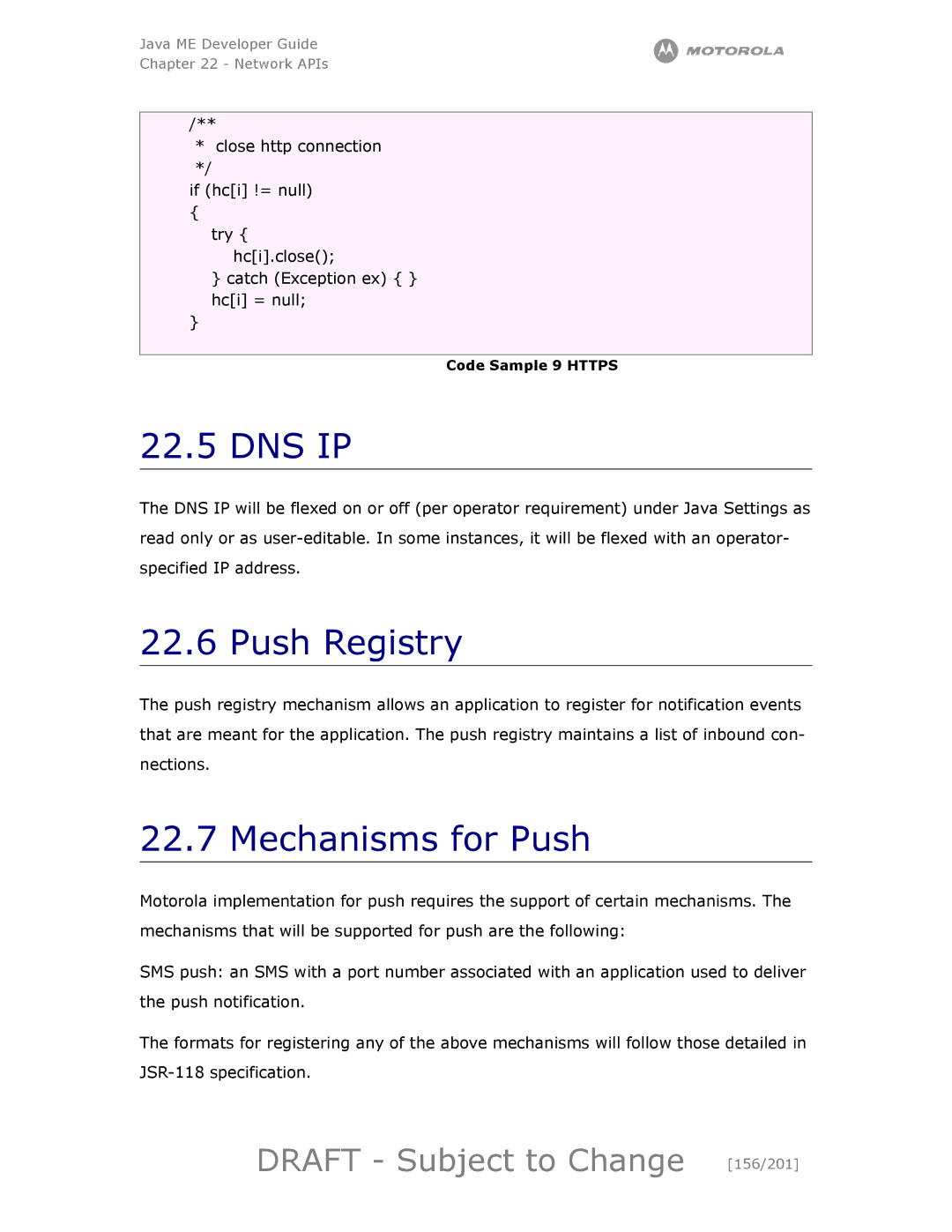 Motorola maxx V6 manual Dns Ip, Push Registry, Mechanisms for Push, Draft Subject to Change 156/201 