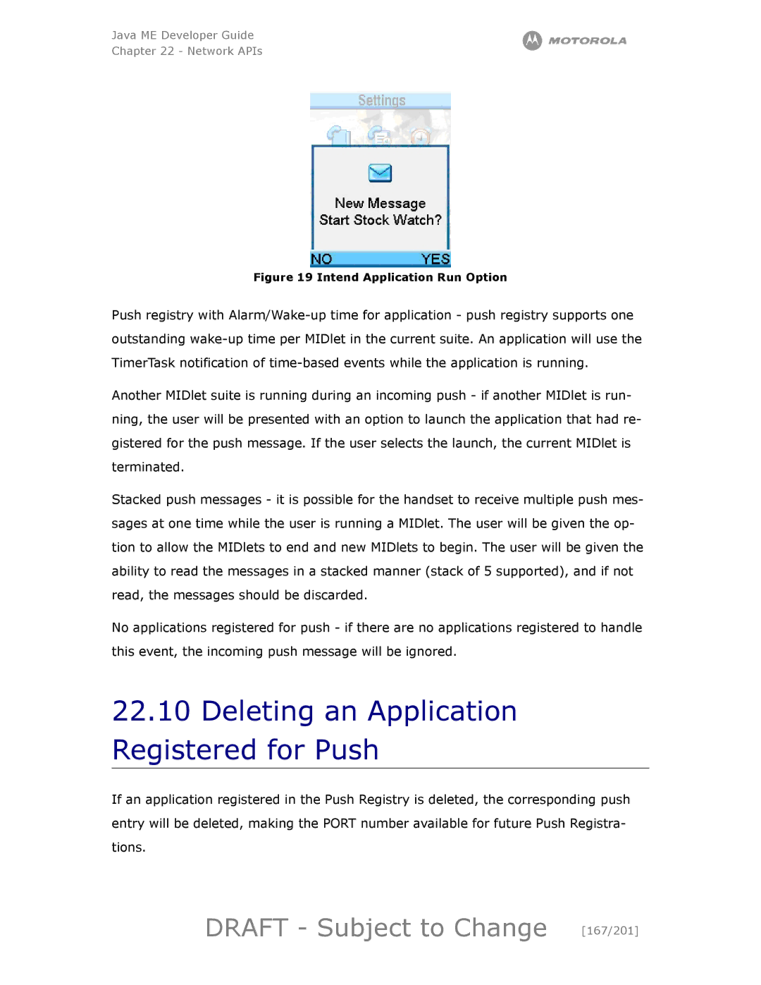 Motorola maxx V6 manual Deleting an Application Registered for Push, Draft Subject to Change 167/201 
