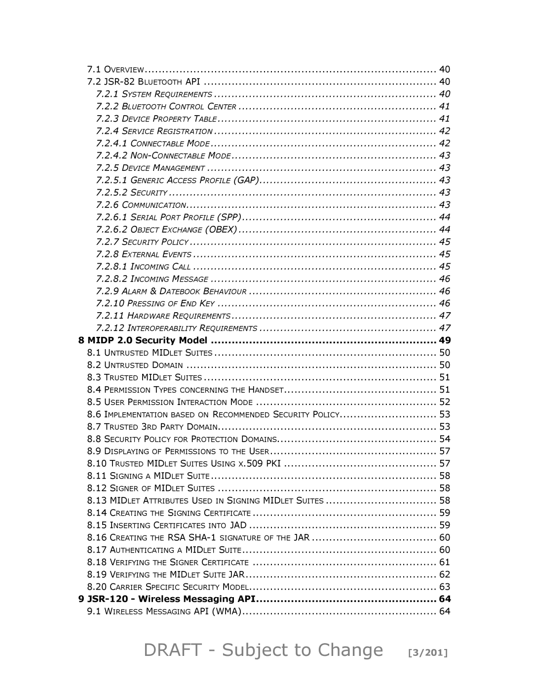 Motorola maxx V6 manual Draft Subject to Change 3/201, Overview JSR-82 Bluetooth API, Midp 2.0 Security Model 