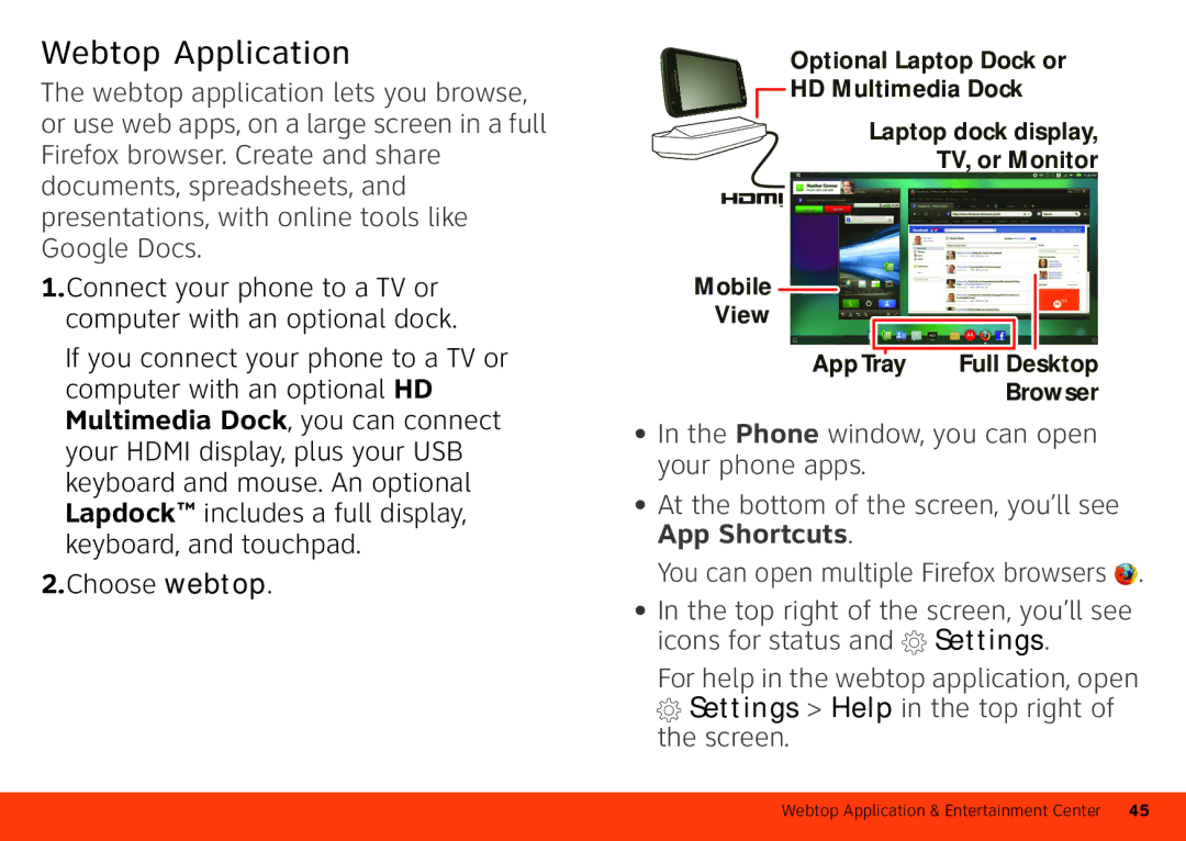 Motorola MB860 manual Webtop Application, Choose webtop 