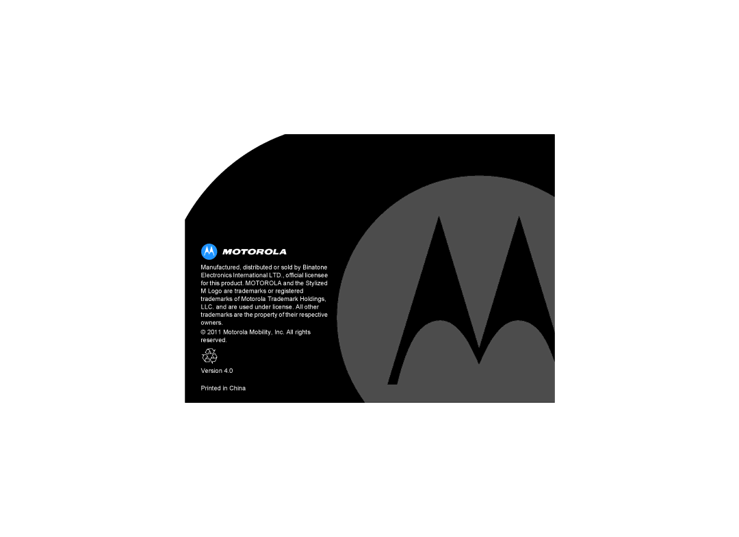 Motorola MBP11 manual Motorola Mobility, Inc. All rights reserved Version 