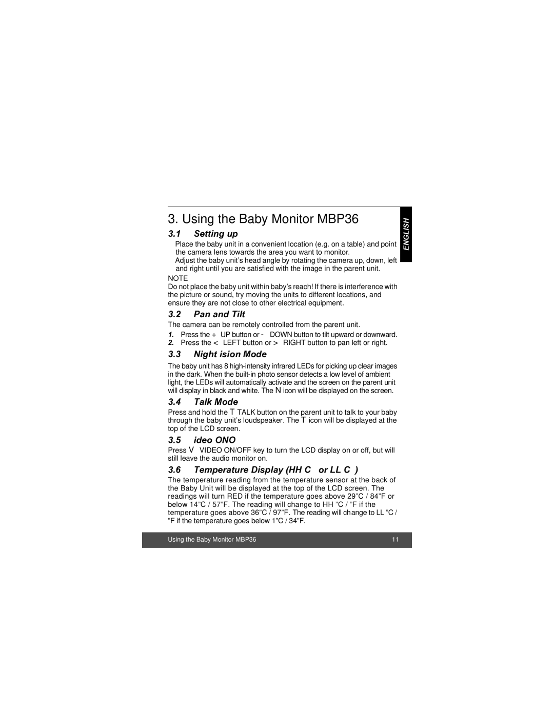 Motorola manual Using the Baby Monitor MBP36 