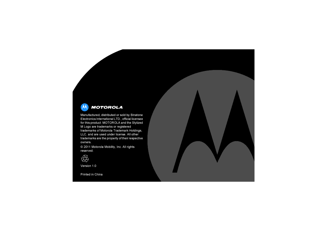 Motorola MBP8 manual Motorola Mobility, Inc. All rights reserved Version 