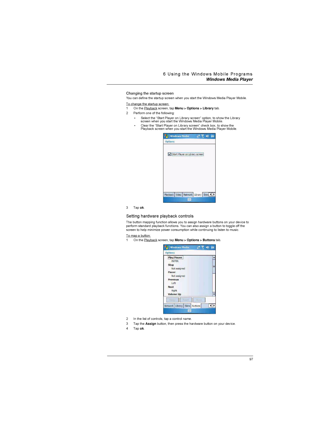 Motorola MC35 manual Setting hardware playback controls, Changing the startup screen 