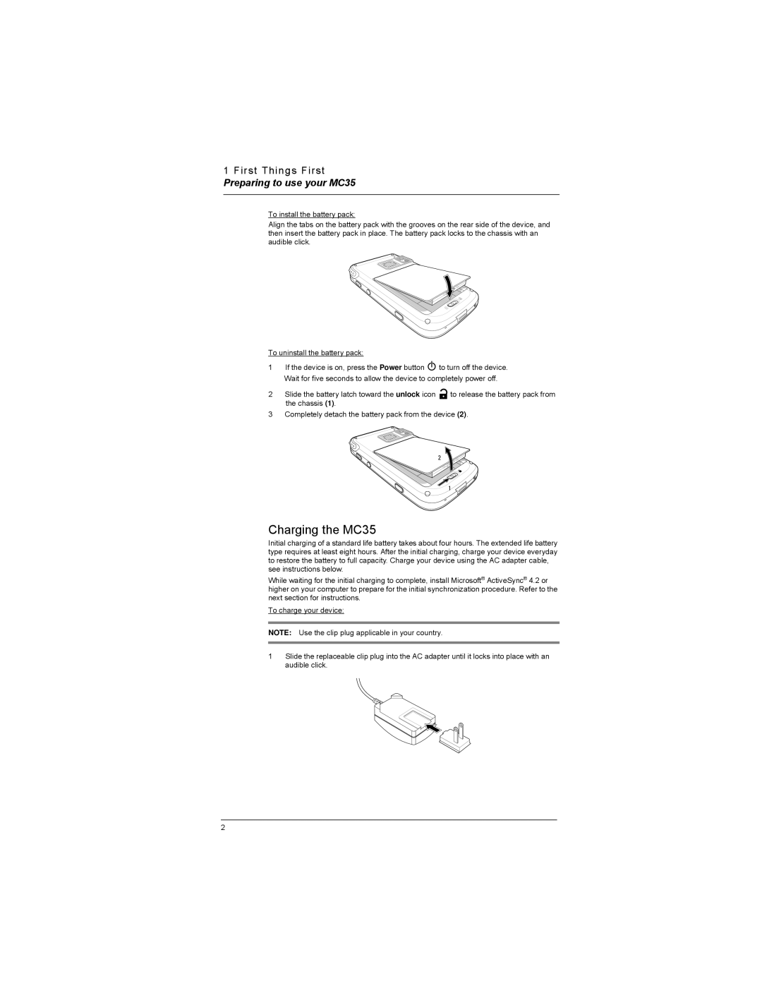 Motorola manual Charging the MC35, Preparing to use your MC35 