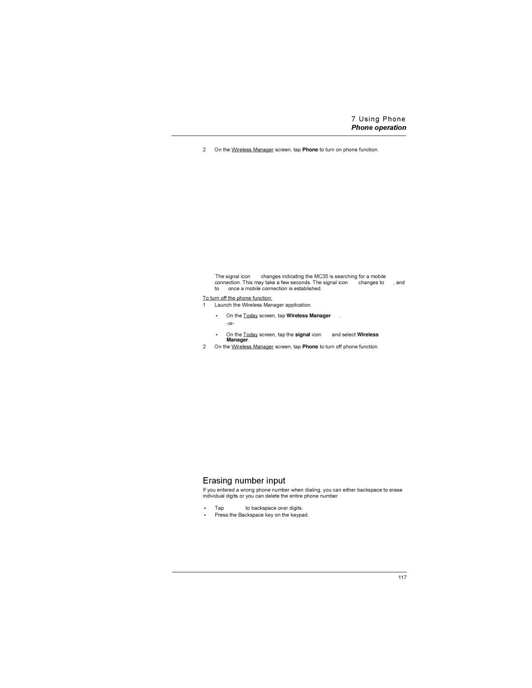 Motorola MC35 manual Erasing number input 