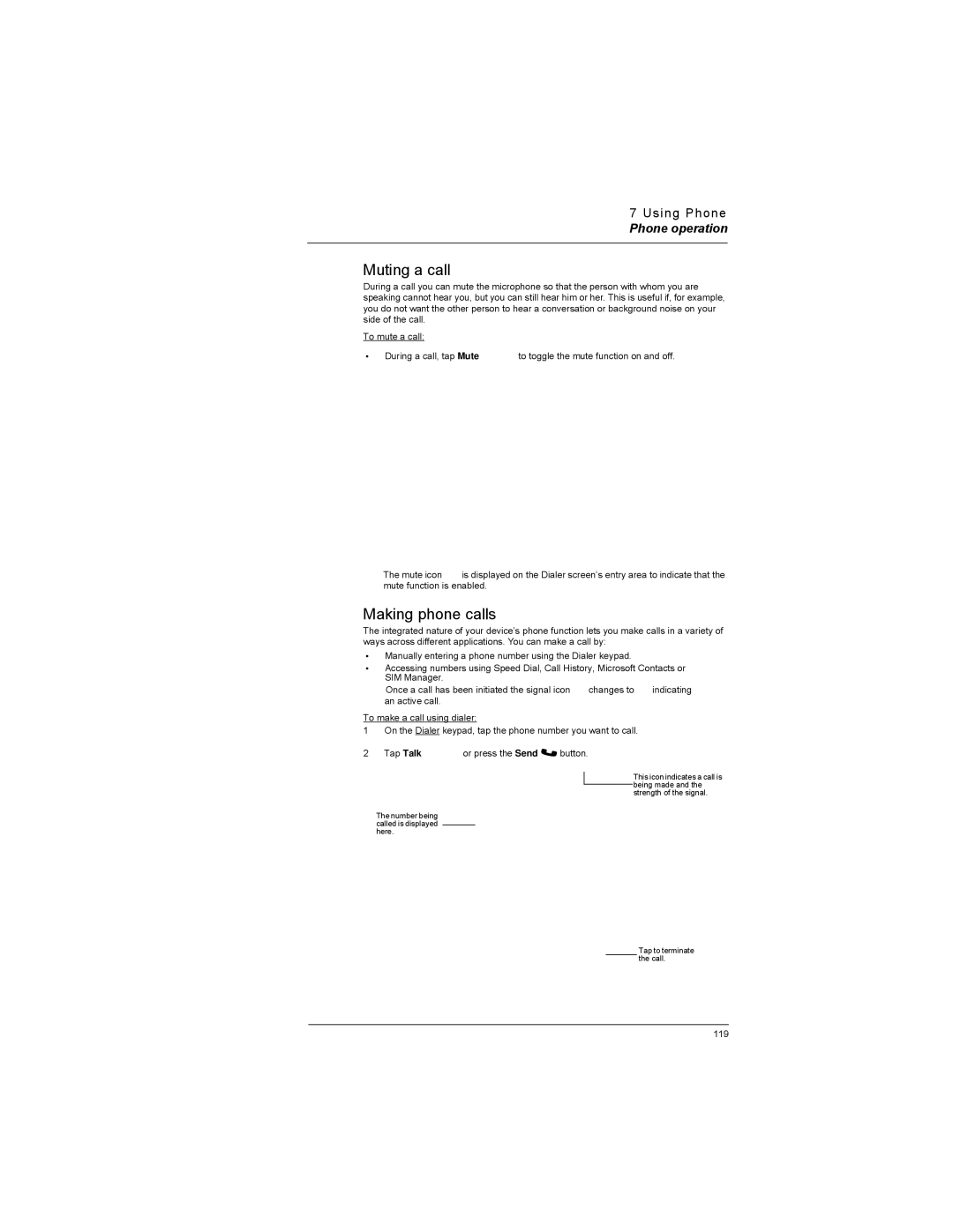 Motorola MC35 manual Muting a call, Making phone calls 