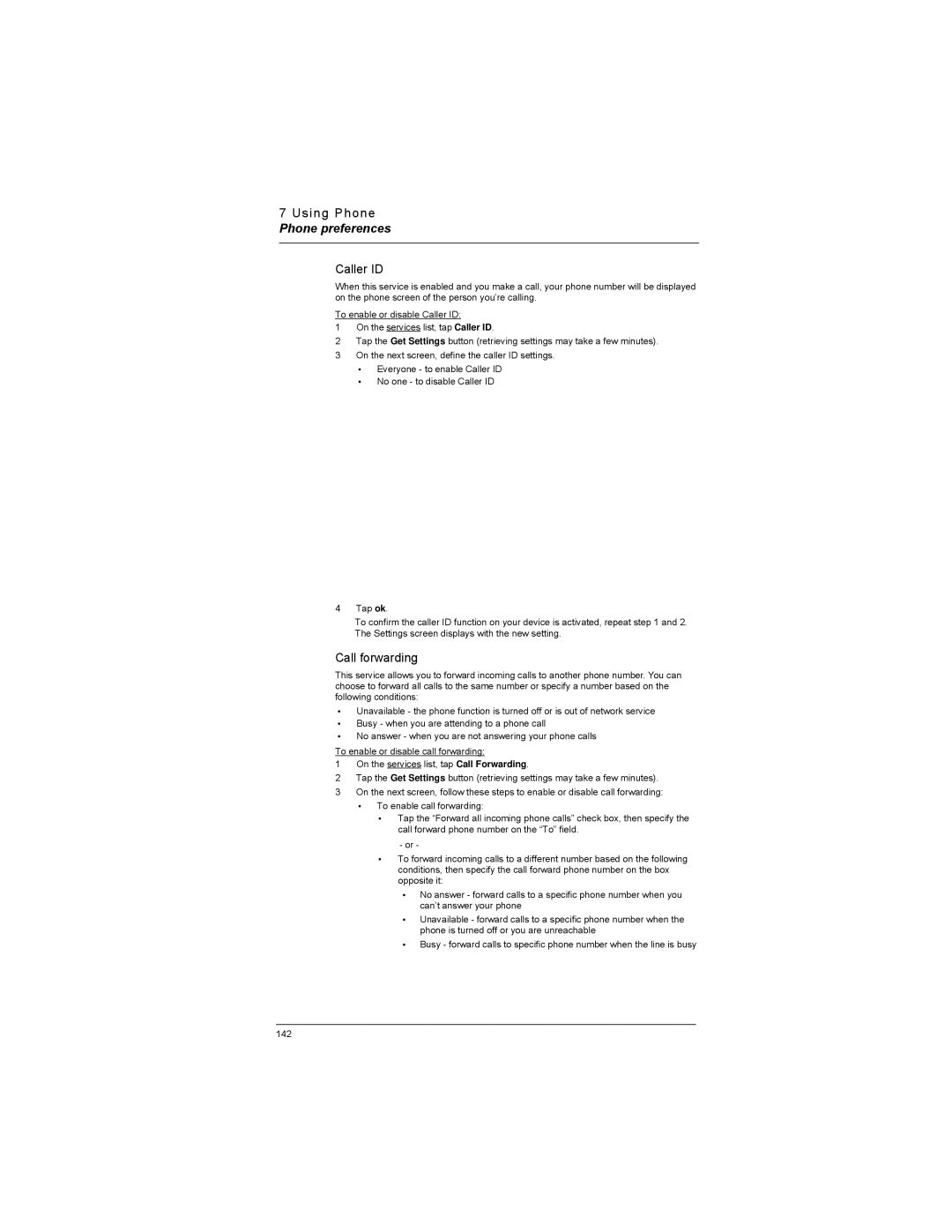 Motorola MC35 manual Caller ID, Call forwarding 