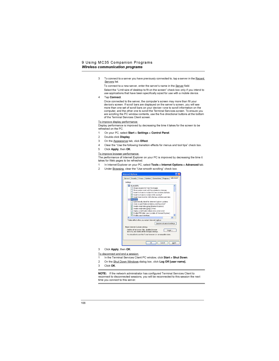 Motorola MC35 manual Tap Connect, On your PC, select Start Settings Control Panel 