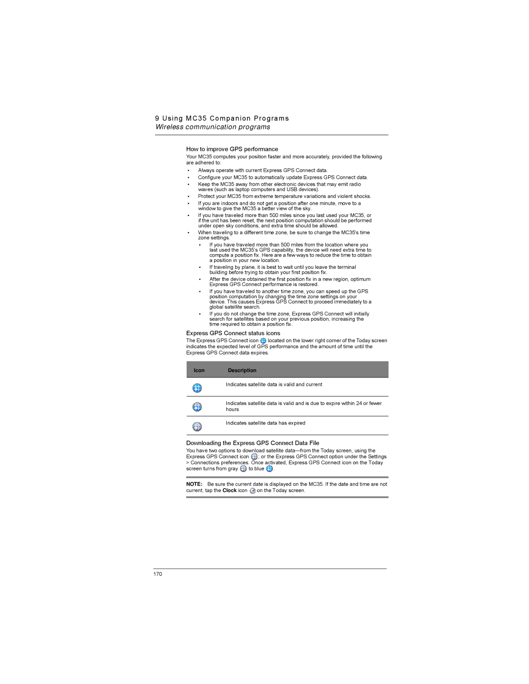 Motorola MC35 manual How to improve GPS performance, Express GPS Connect status icons 