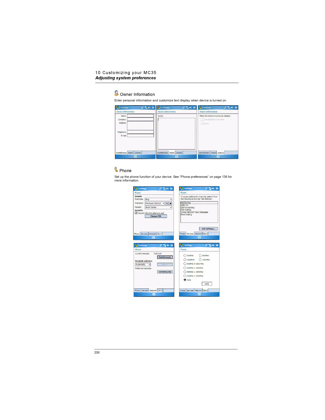 Motorola MC35 manual Owner Information, Phone 