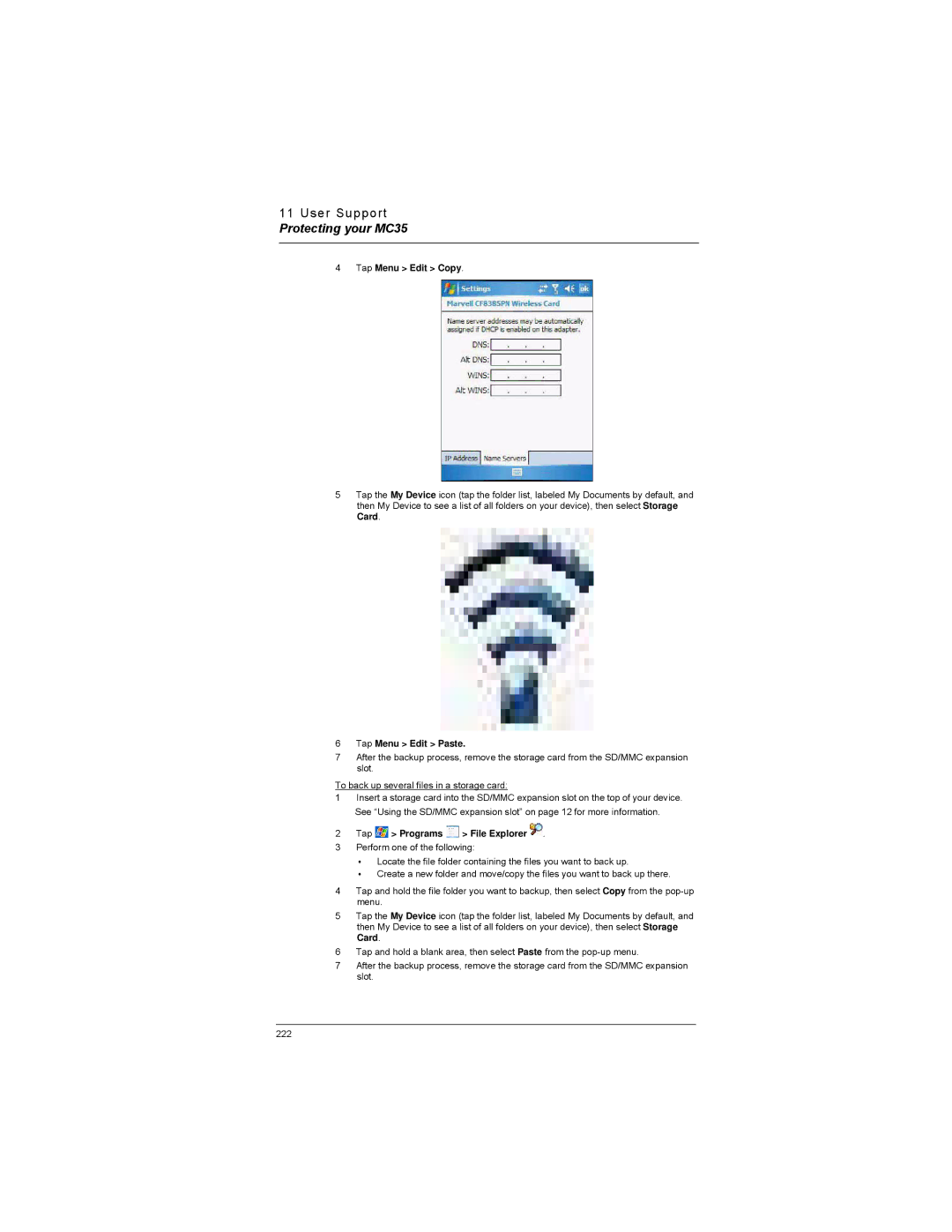 Motorola MC35 manual Tap Menu Edit Copy, Tap Menu Edit Paste 