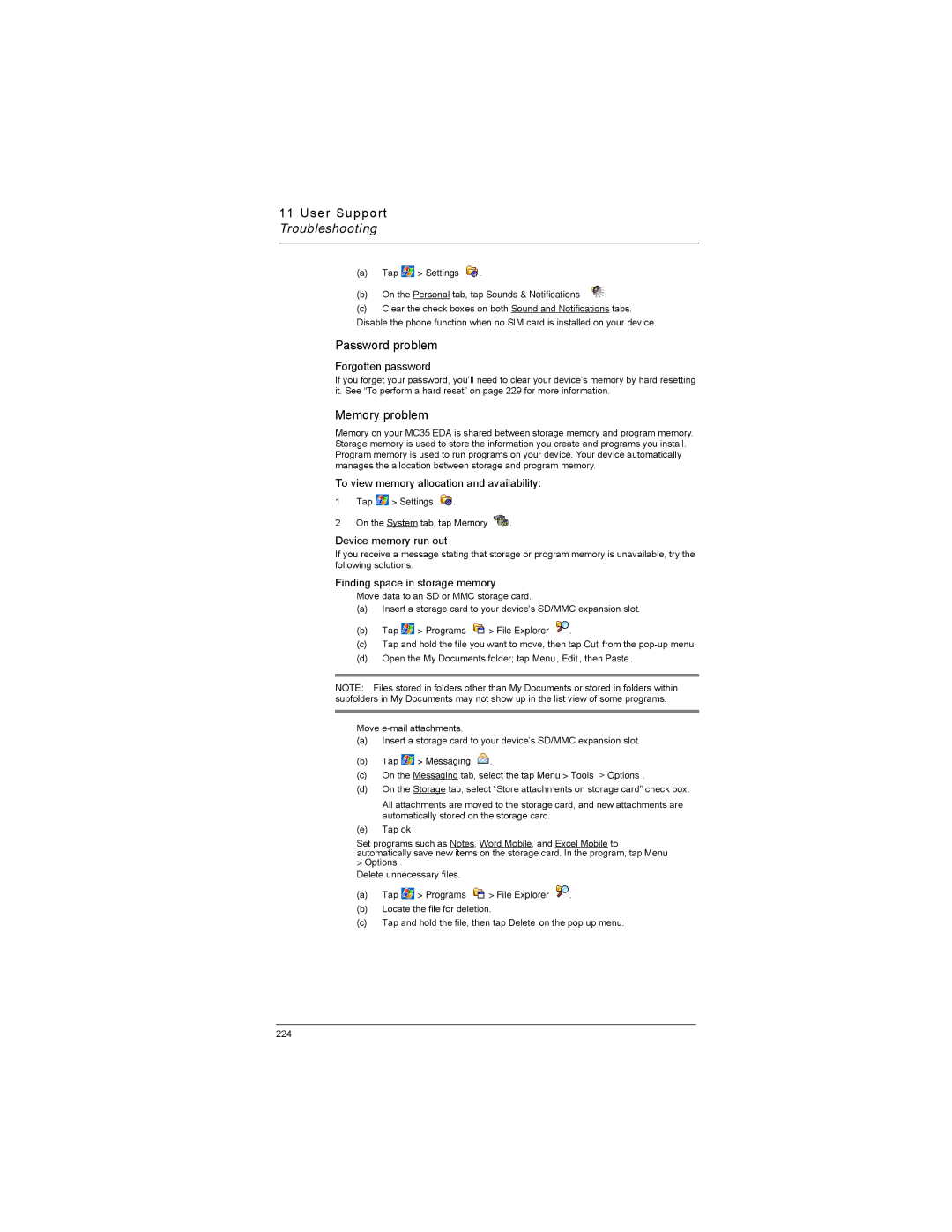 Motorola MC35 manual Password problem, Memory problem 