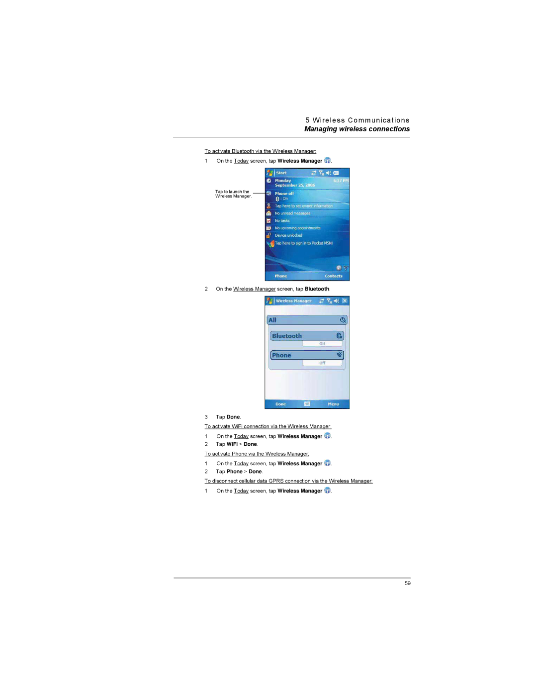 Motorola MC35 manual Tap WiFi Done, Tap Phone Done 