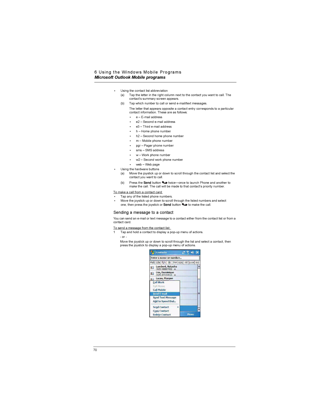 Motorola MC35 manual Sending a message to a contact 