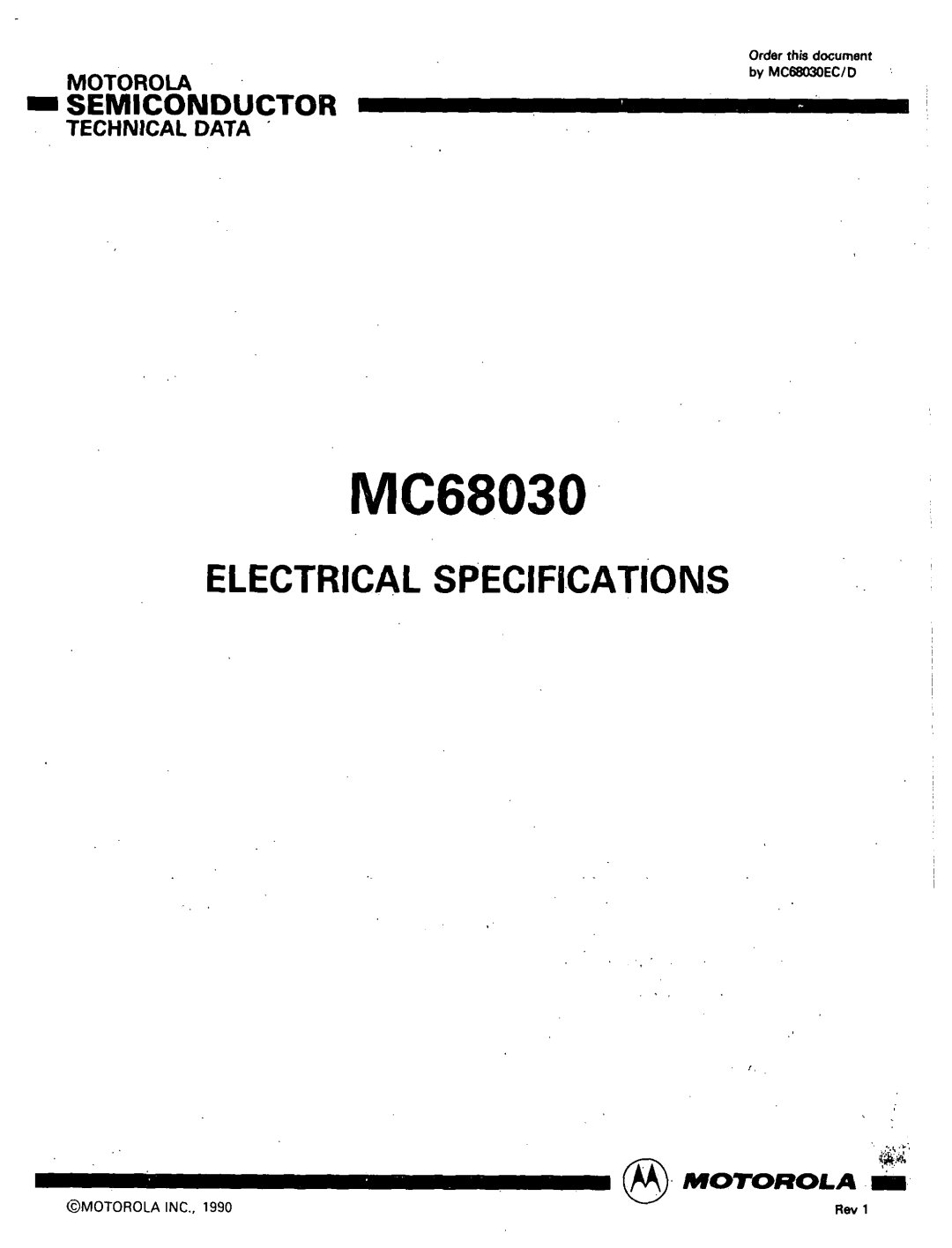 Motorola MC68030 specifications Electrical Specifications, mS E M I C O N D U C T O R, Motorola, Technical Data 