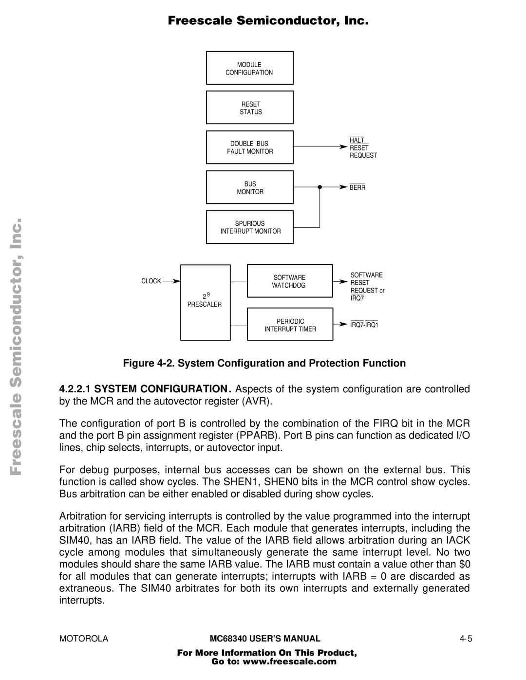 Motorola MC68340 manual System Configuration and Protection Function 