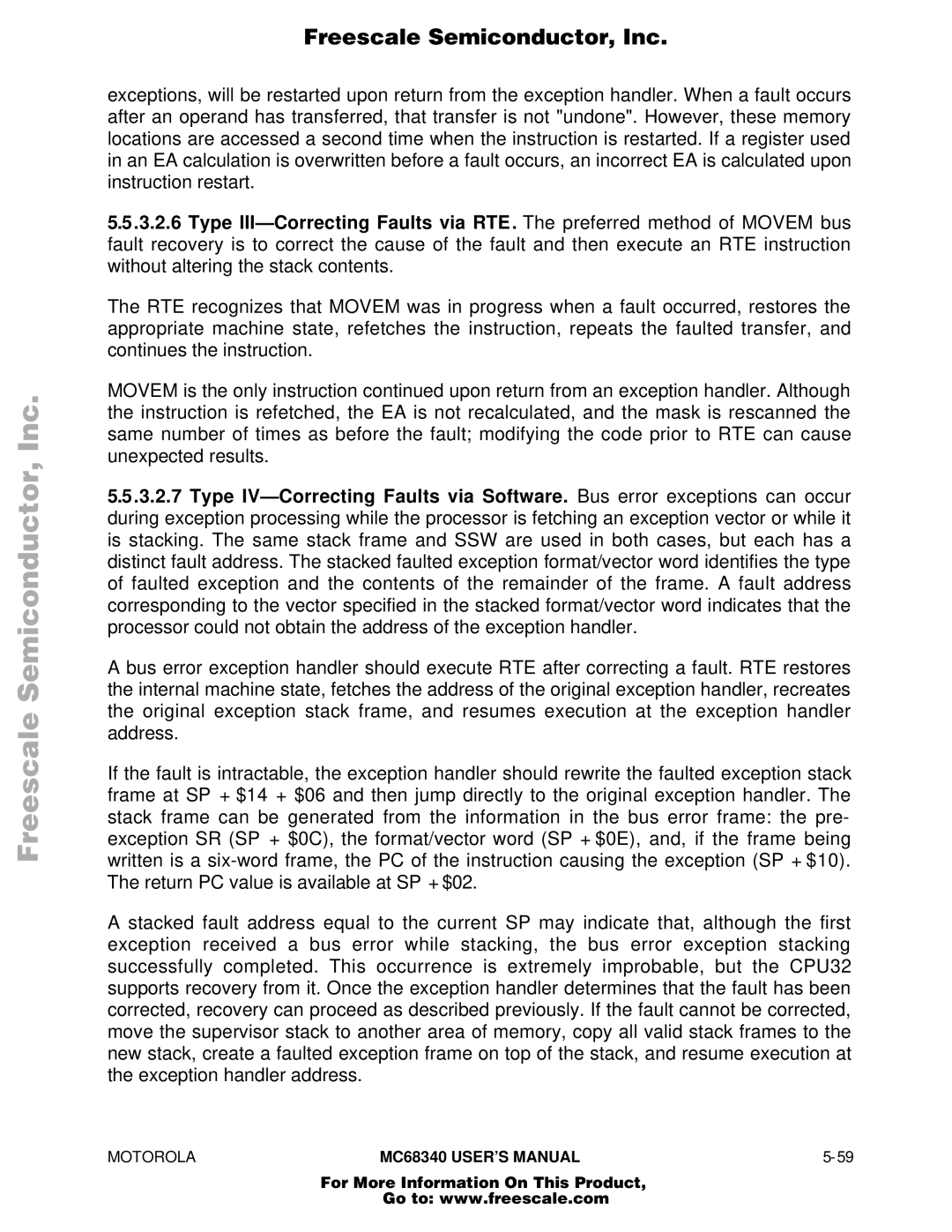 Motorola MC68340 manual Freescale Semiconductor, Inc 