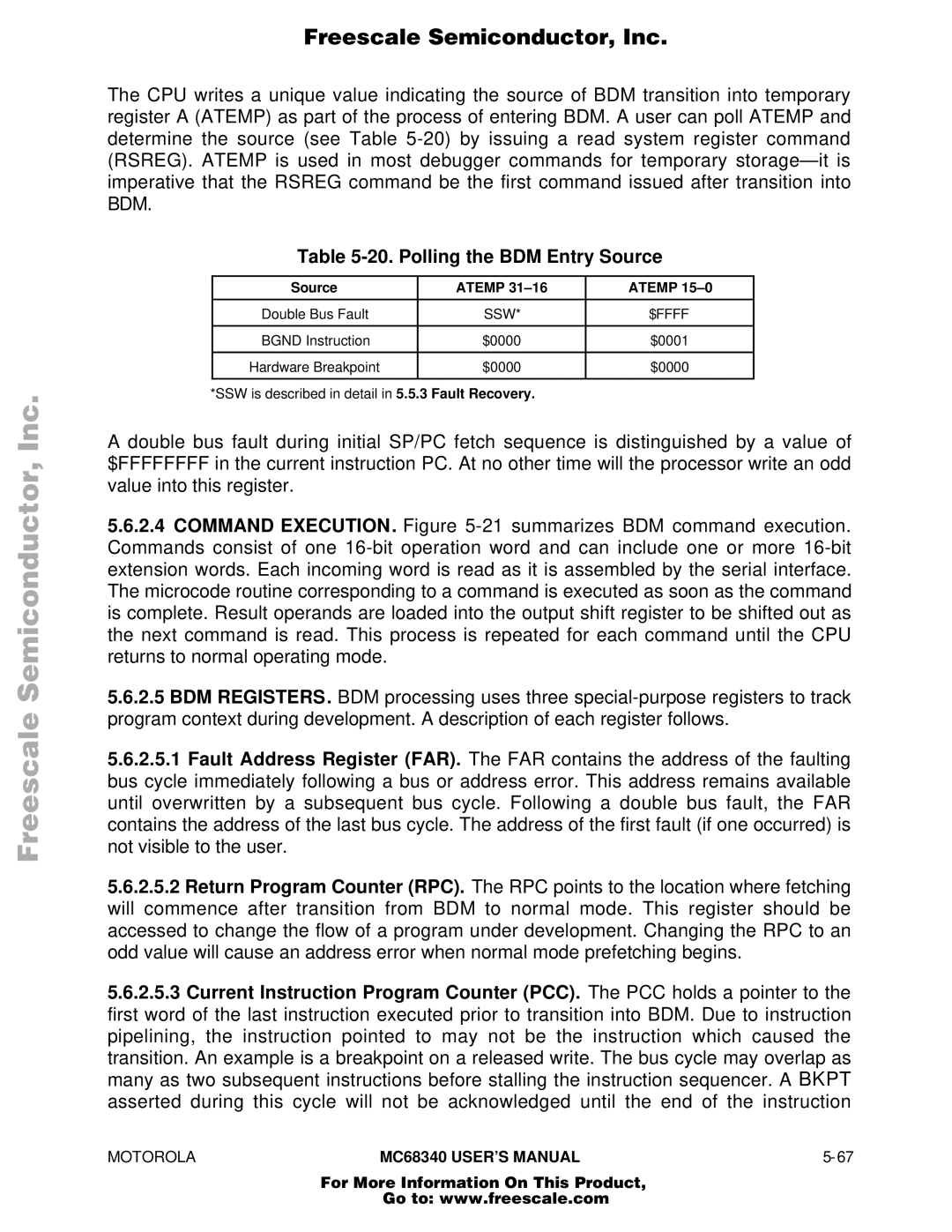 Motorola MC68340 manual Polling the BDM Entry Source, Atemp 