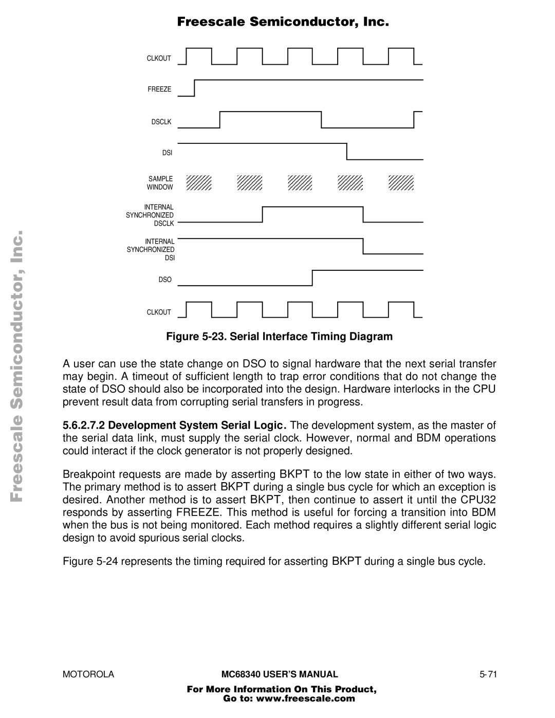 Motorola MC68340 manual Serial Interface Timing Diagram 