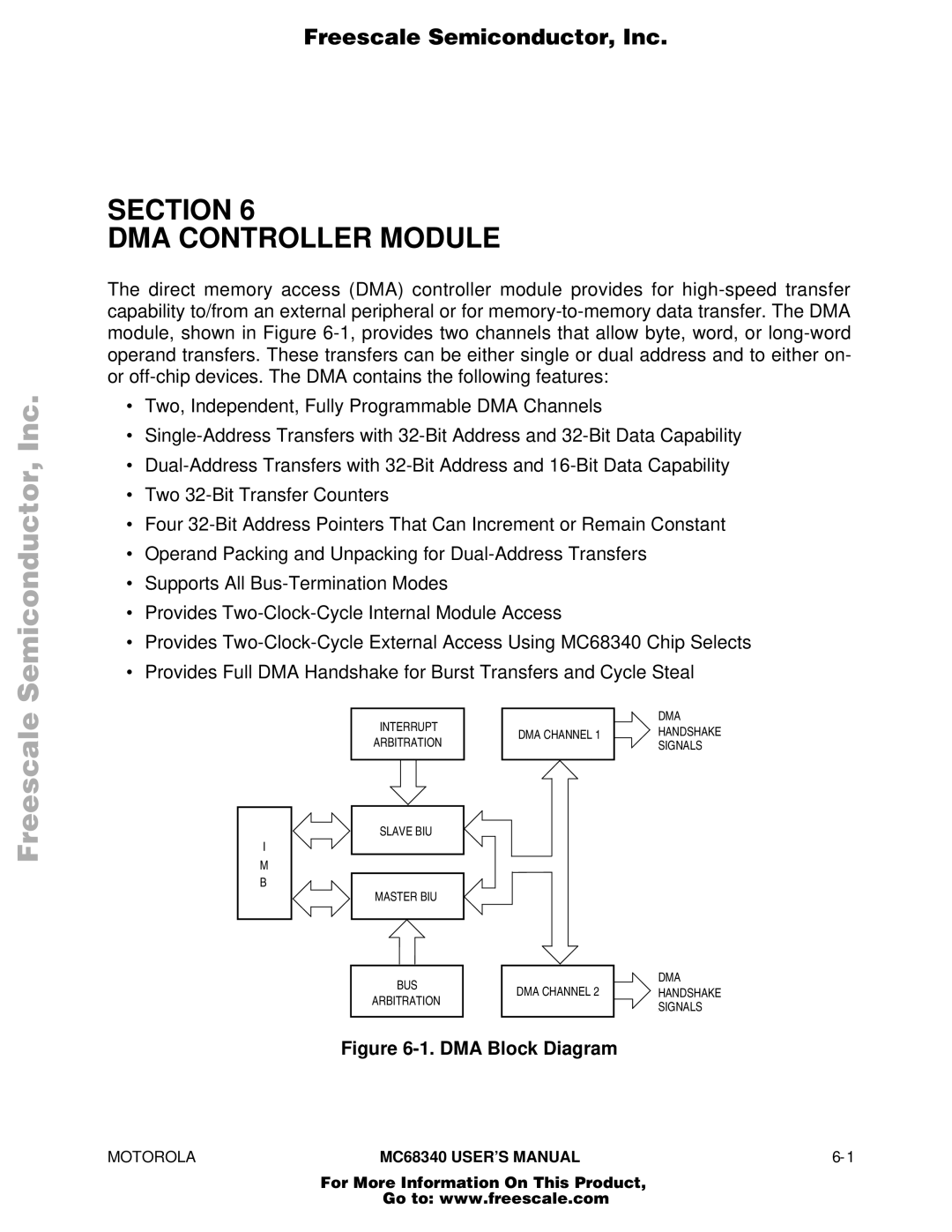 Motorola MC68340 manual Section DMA Controller Module 