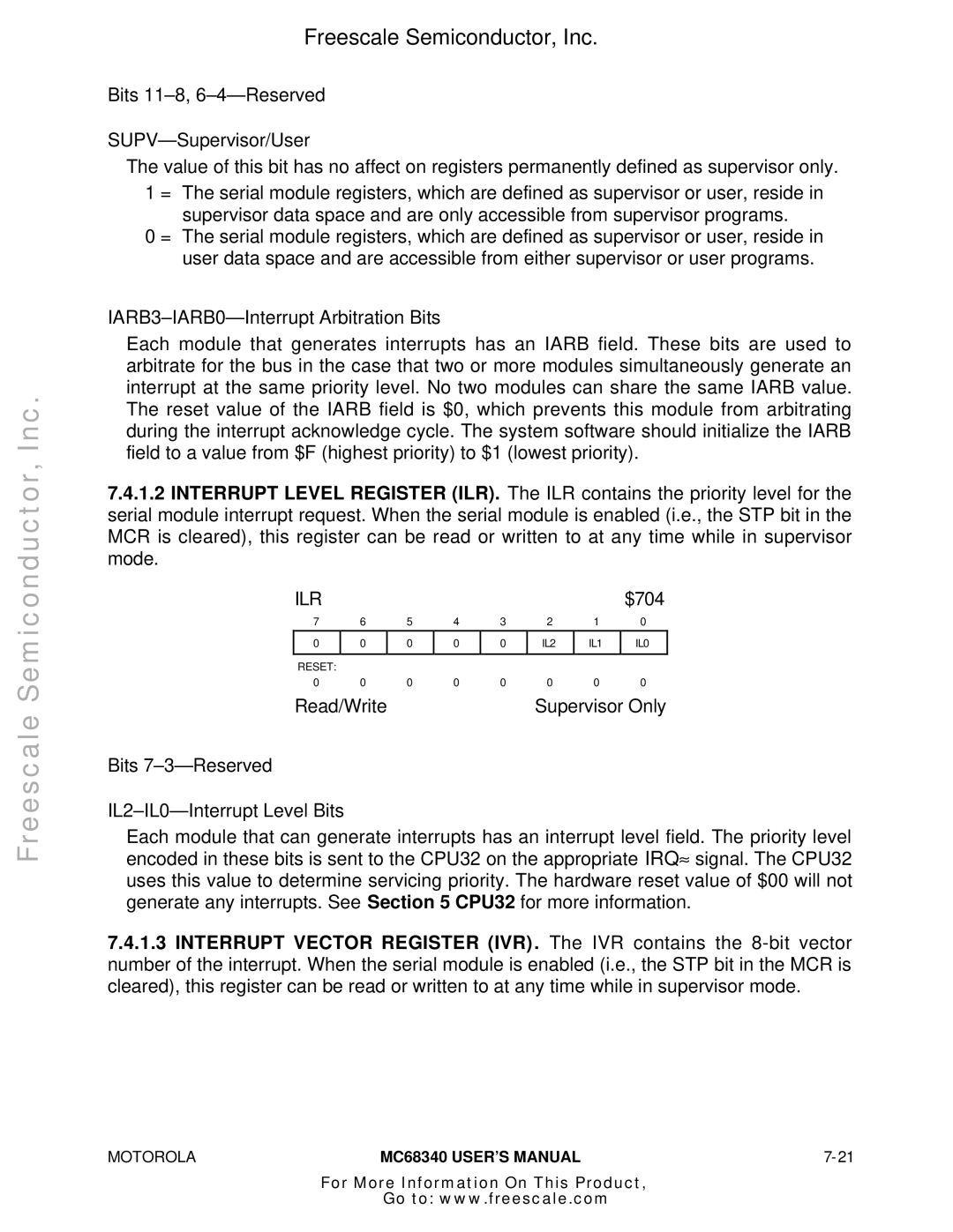 Motorola MC68340 manual Ilr 