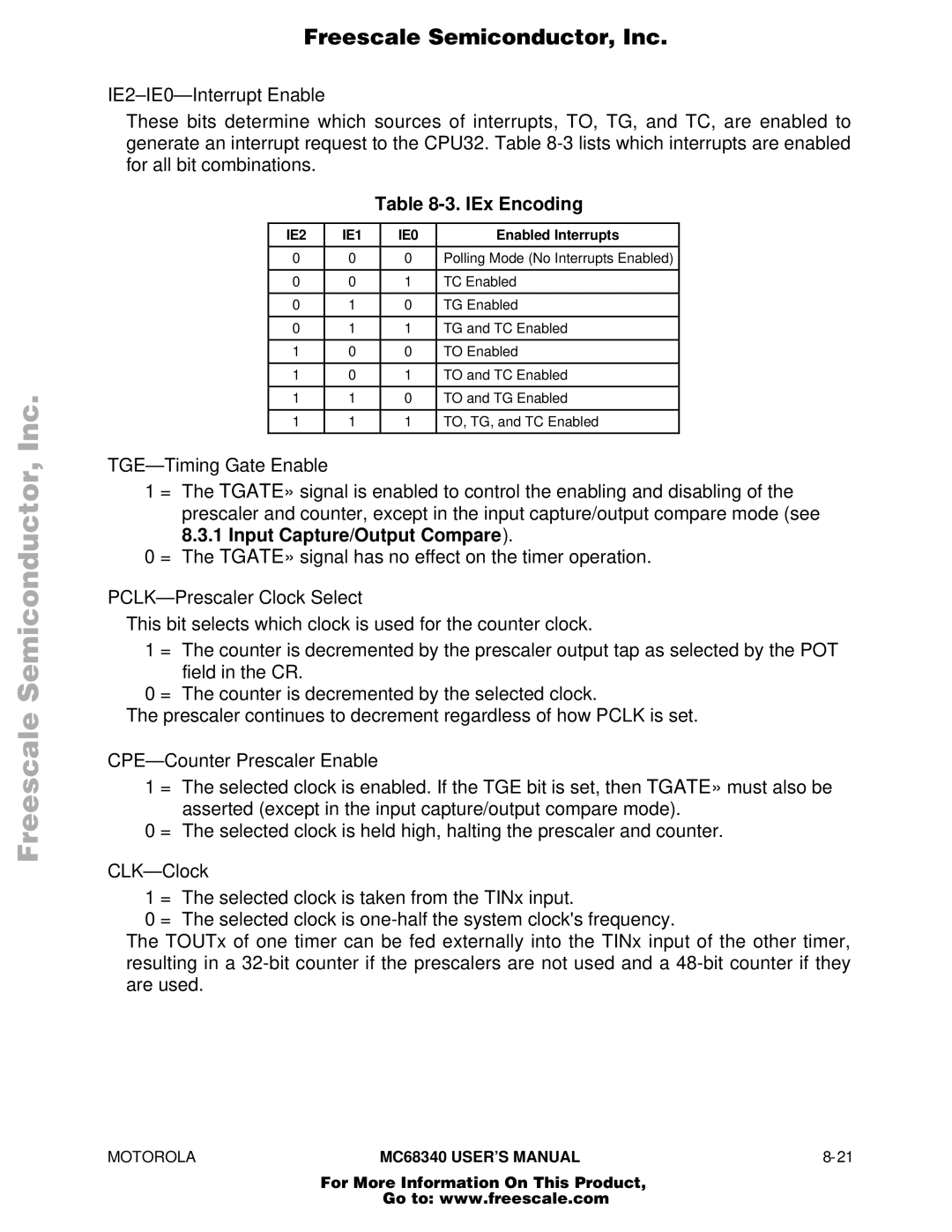 Motorola MC68340 manual IEx Encoding, Enabled Interrupts 