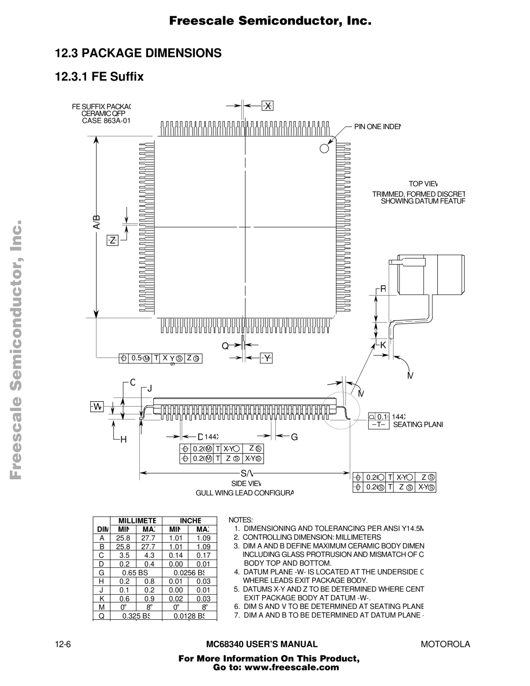 Motorola MC68340 manual 12-6 