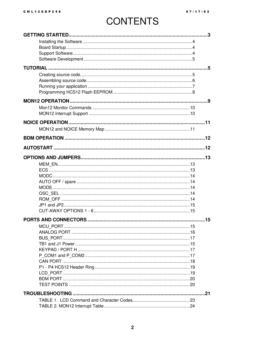 Motorola MC9S12DP256, CML12S-DP256 manual Contents 