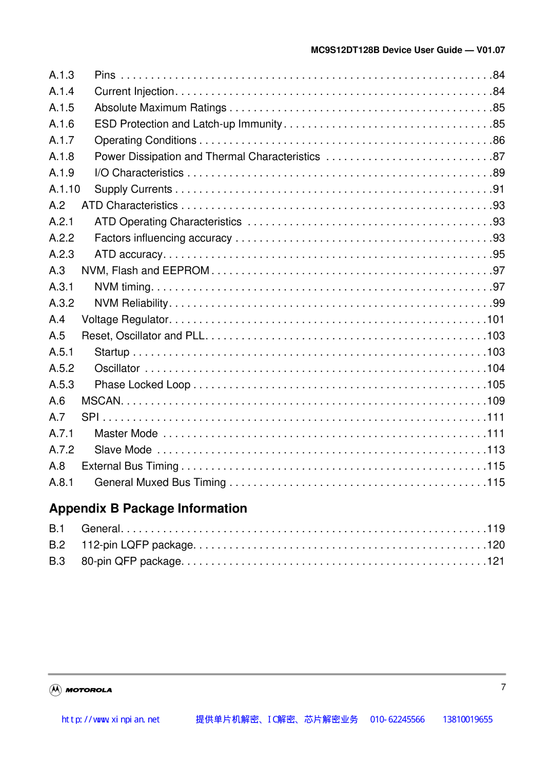 Motorola MC9S12DG128B, MC9S12DT128B, MC9S12DB128B, MC9S12DJ128B manual Appendix B Package Information 