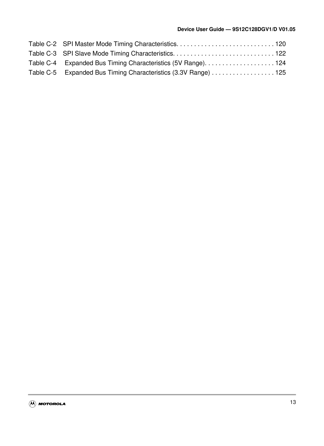 Motorola MC9S12C-Family, MC9S12GC-Family warranty Device User Guide 9S12C128DGV1/D 