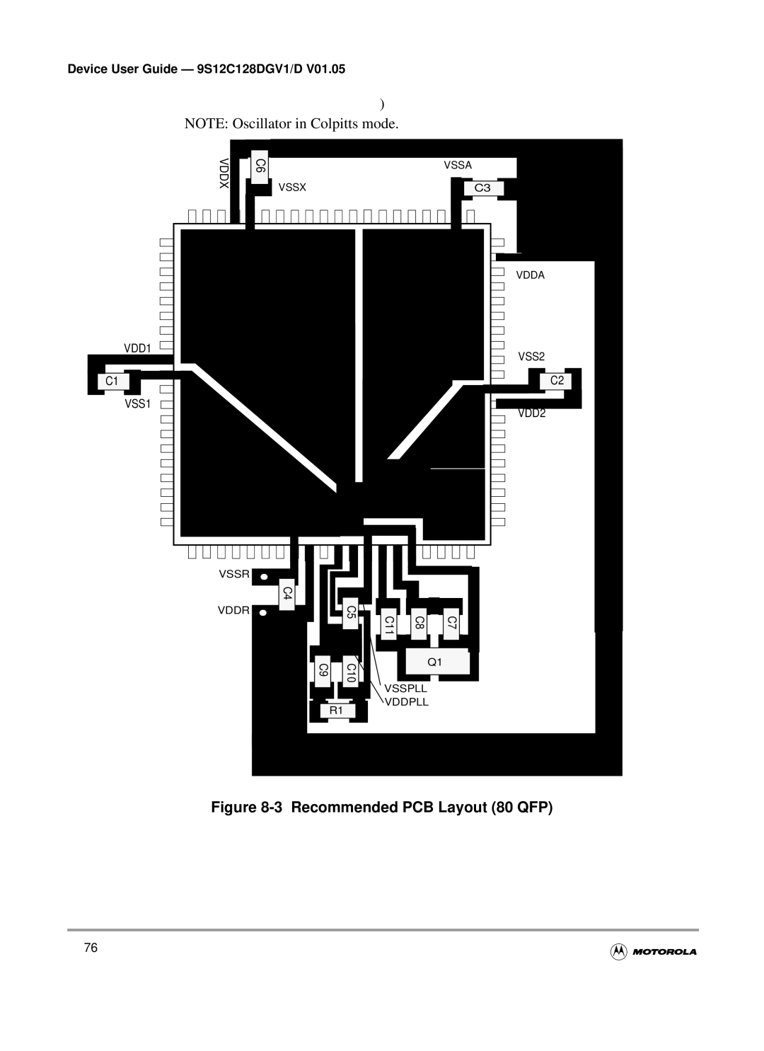 Motorola MC9S12GC-Family, MC9S12C-Family warranty Recommended PCB Layout 80 QFP, VSS2 