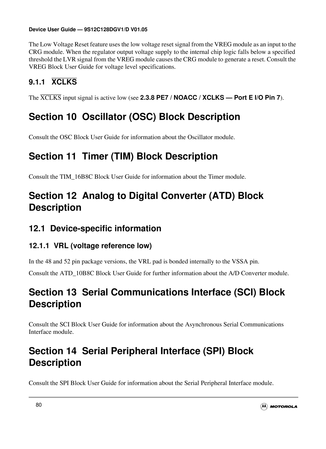 Motorola MC9S12GC-Family, MC9S12C-Family warranty Oscillator OSC Block Description, Timer TIM Block Description 