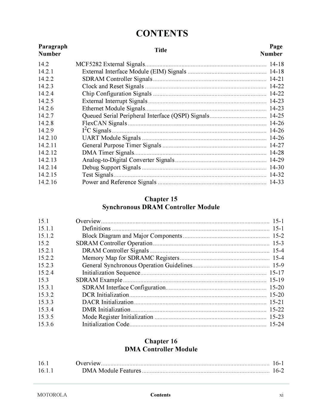 Motorola MCF5281, MCF5282 user manual Chapter Synchronous Dram Controller Module, Chapter DMA Controller Module 