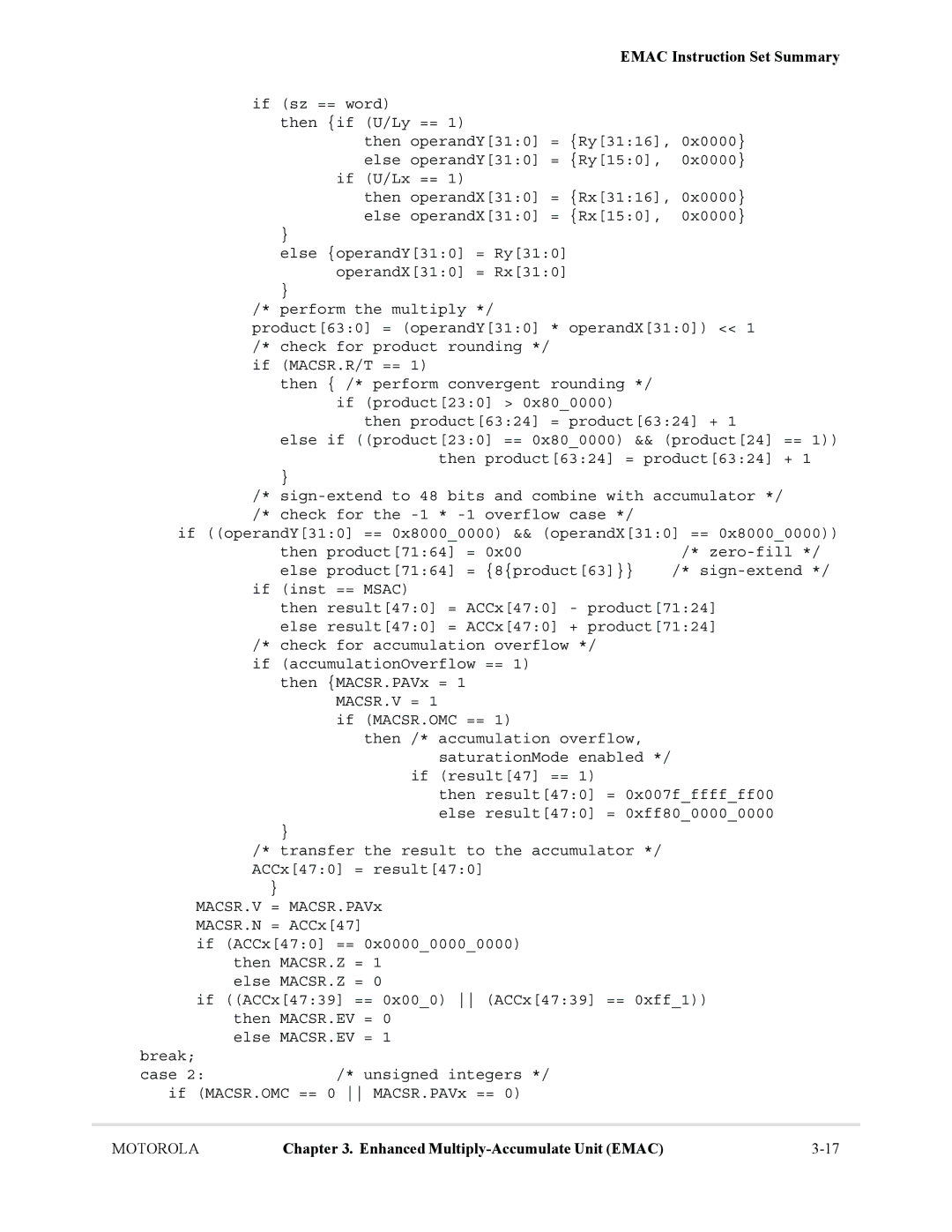 Motorola MCF5281, MCF5282 user manual Macsr.Z = 