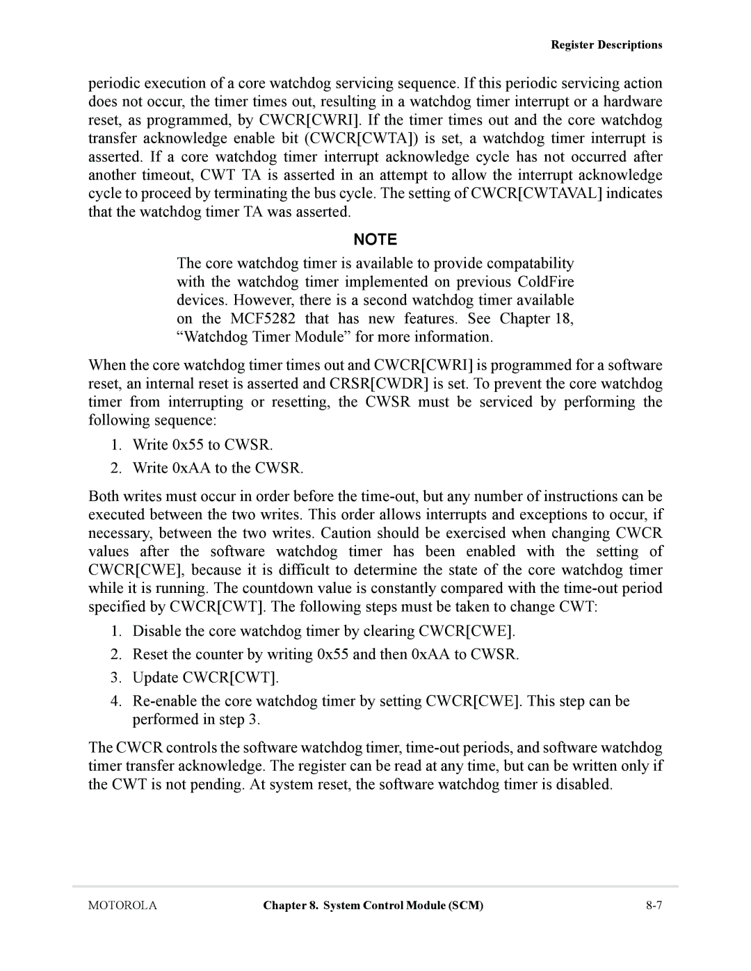 Motorola MCF5281, MCF5282 user manual Register Descriptions 