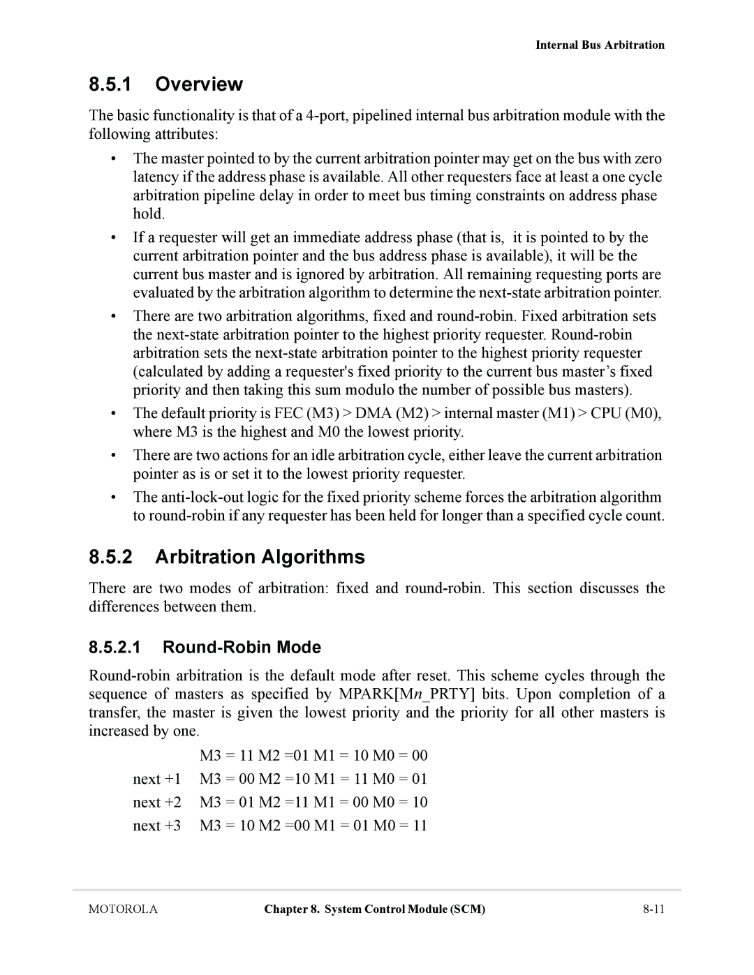 Motorola MCF5281, MCF5282 user manual Overview, Arbitration Algorithms, Round-Robin Mode 