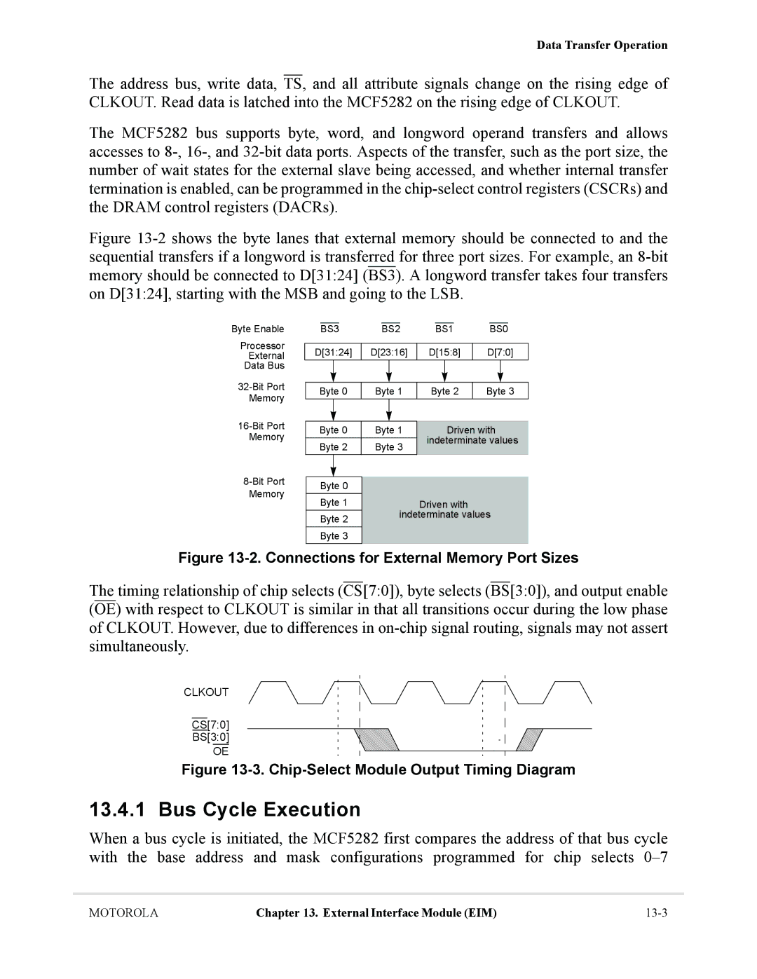 Motorola MCF5281, MCF5282 user manual Bus Cycle Execution, Chip-Select Module Output Timing Diagram 