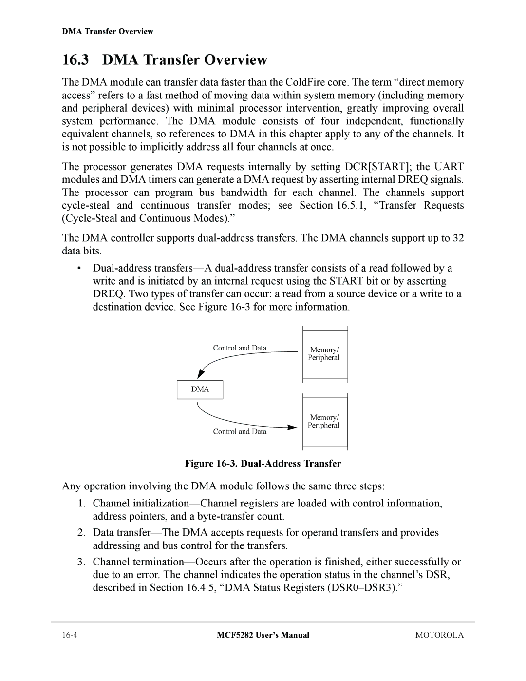 Motorola MCF5282, MCF5281 user manual DMA Transfer Overview, Dma 