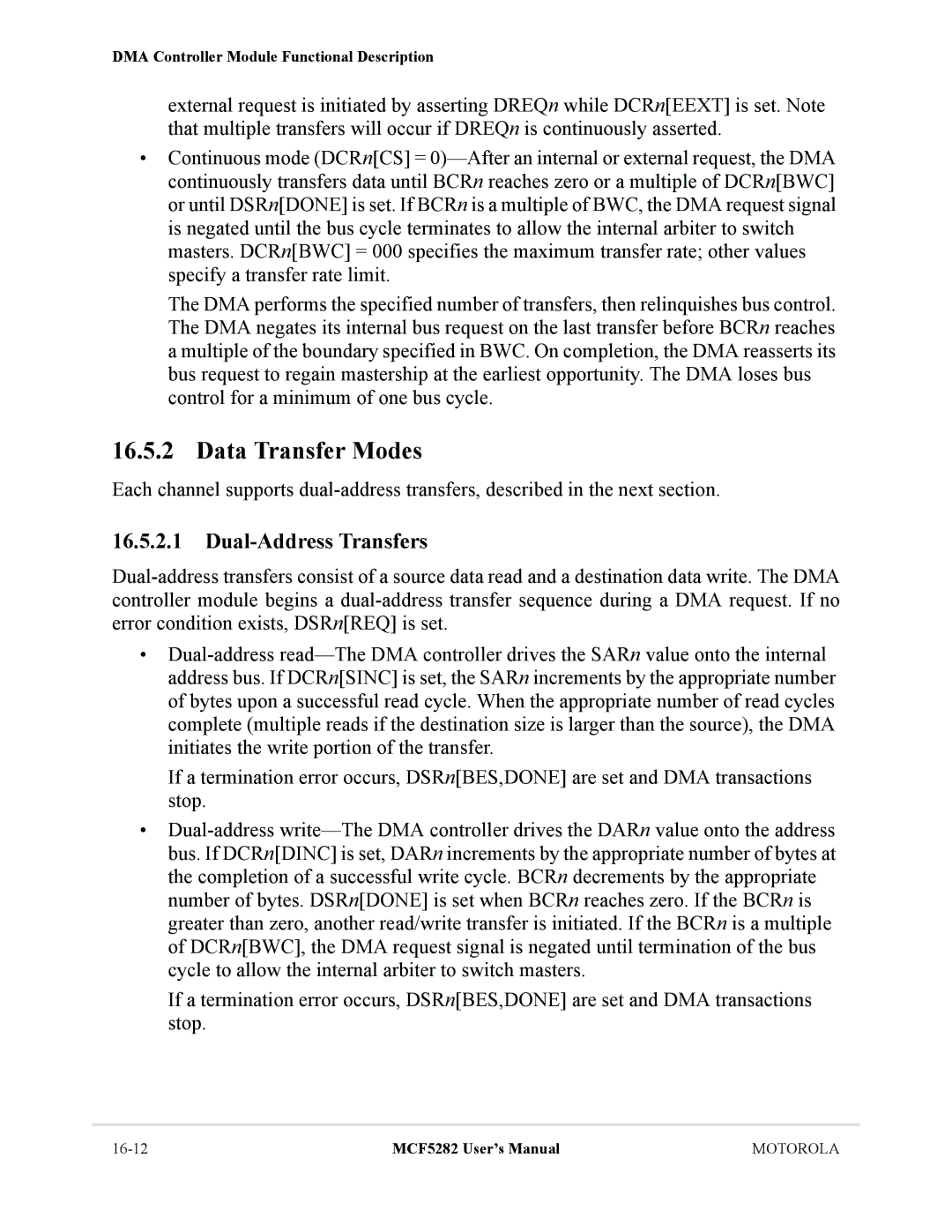 Motorola MCF5282, MCF5281 user manual Data Transfer Modes, Dual-Address Transfers 