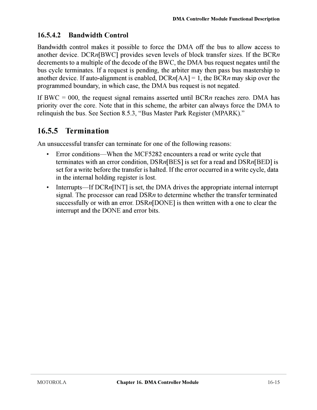 Motorola MCF5281, MCF5282 user manual Termination, Bandwidth Control 