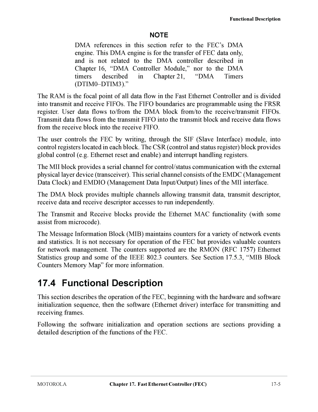 Motorola MCF5281, MCF5282 user manual 17-5 