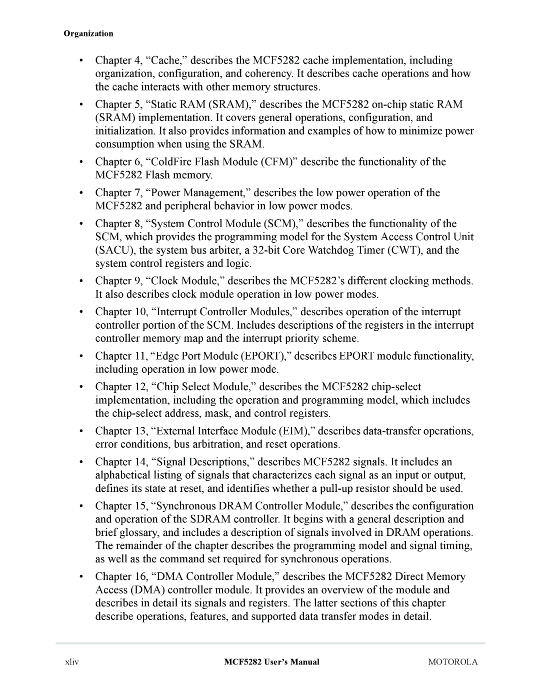 Motorola MCF5282, MCF5281 user manual Organization 