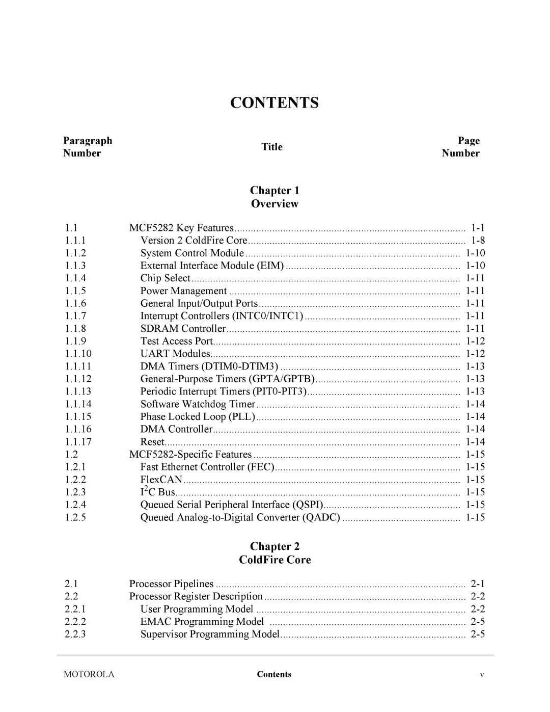 Motorola MCF5281, MCF5282 user manual Contents 