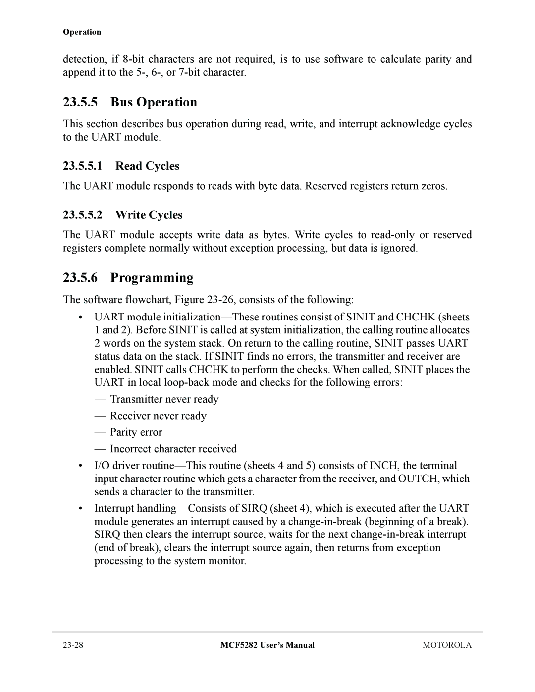 Motorola MCF5282, MCF5281 user manual Bus Operation, Programming, Read Cycles, Write Cycles 