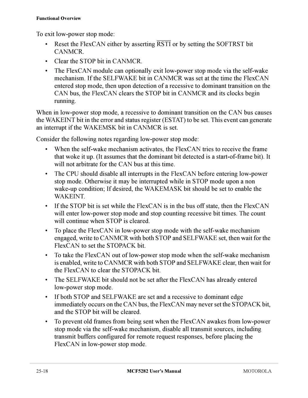 Motorola MCF5282, MCF5281 user manual Canmcr 